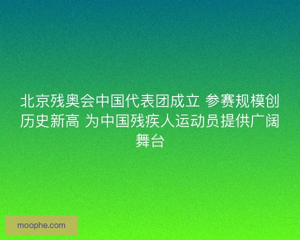 北京残奥会中国代表团成立 参赛规模创历史新高 为中国残疾人运动员提供广阔舞台