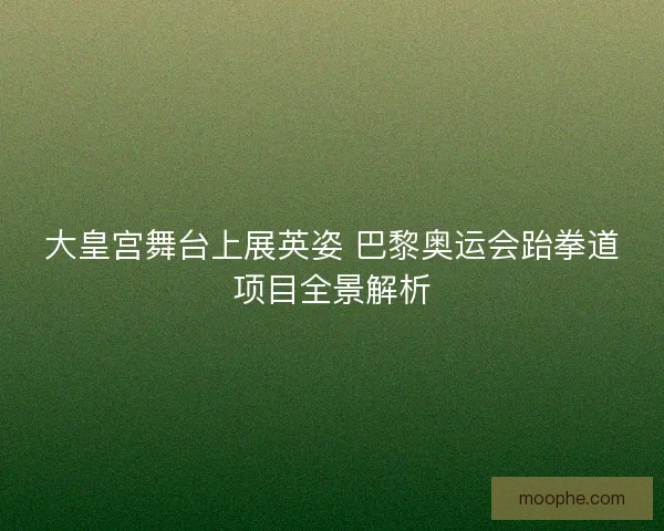 大皇宫舞台上展英姿 巴黎奥运会跆拳道项目全景解析